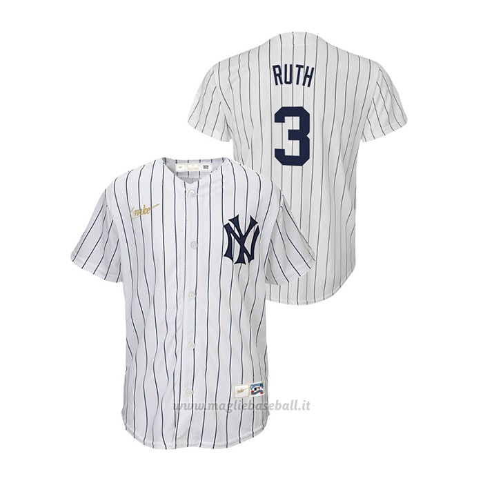 Maglia Baseball Bambino New York Yankees Babe Ruth Cooperstown Collection Primera Bianco